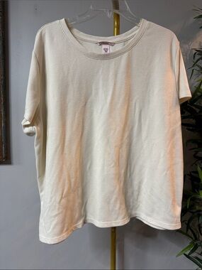Victoria's Secret Cream Short-Sleeve Waffle Knit sleep Tee GUC XXL